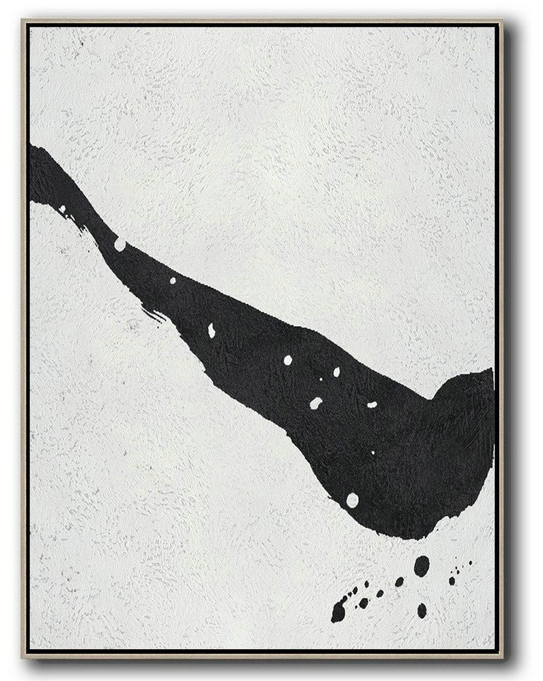 Original Artwork Extra Large Abstract Painting,Black And White Minimal Painting On Canvas,Contemporary Art Acrylic Painting #B7N5